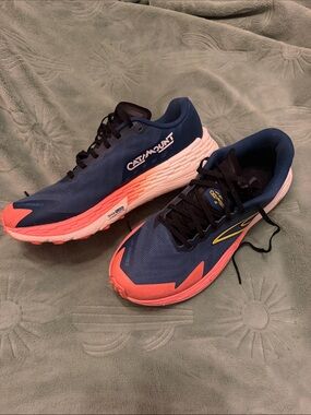 Brooks Men’s Navy Blue and Coral Athletic Running Shoes